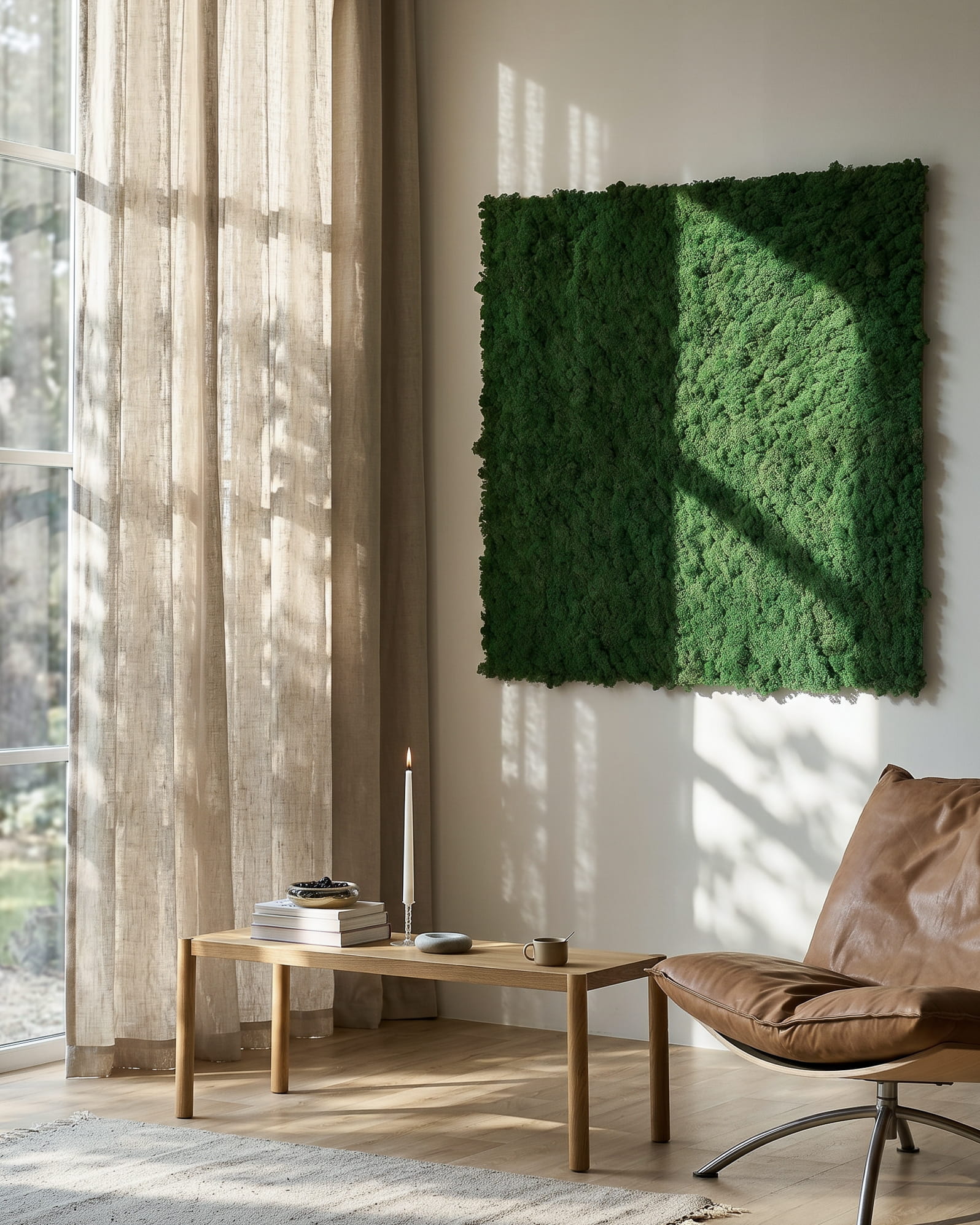Les panneaux acoustiques Akupixel Moss Green de WoodUpp, 60x60 cm, apportent une touche moderne et naturelle aux espaces intérieurs ; ils font partie de la collection nordique de la marque danoise.